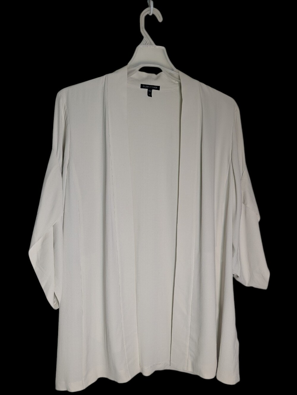 Eileen Fisher Women's Open Cardigan Shacket 100% Silk Quiet Luxury Ivory Chic XL